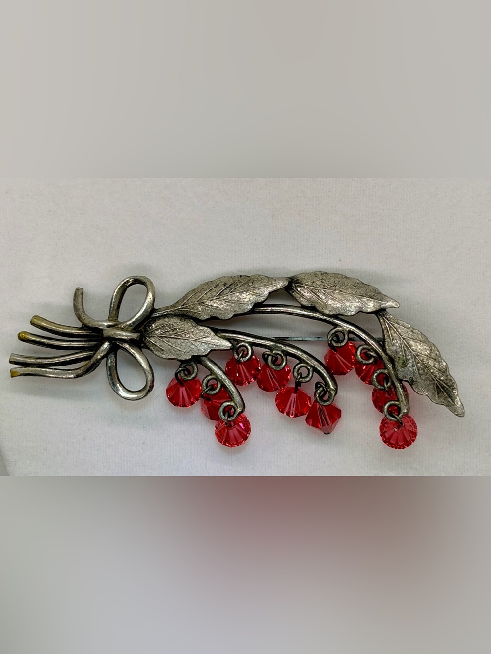 Large Brooch with Orange Dangling Faceted Beads